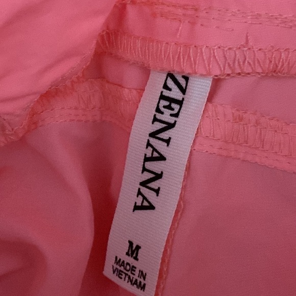 ZENANA Windbreaker High Waist Jogger Pants Zip Closure Side Pocket Bright Pink M - Picture 8 of 12
